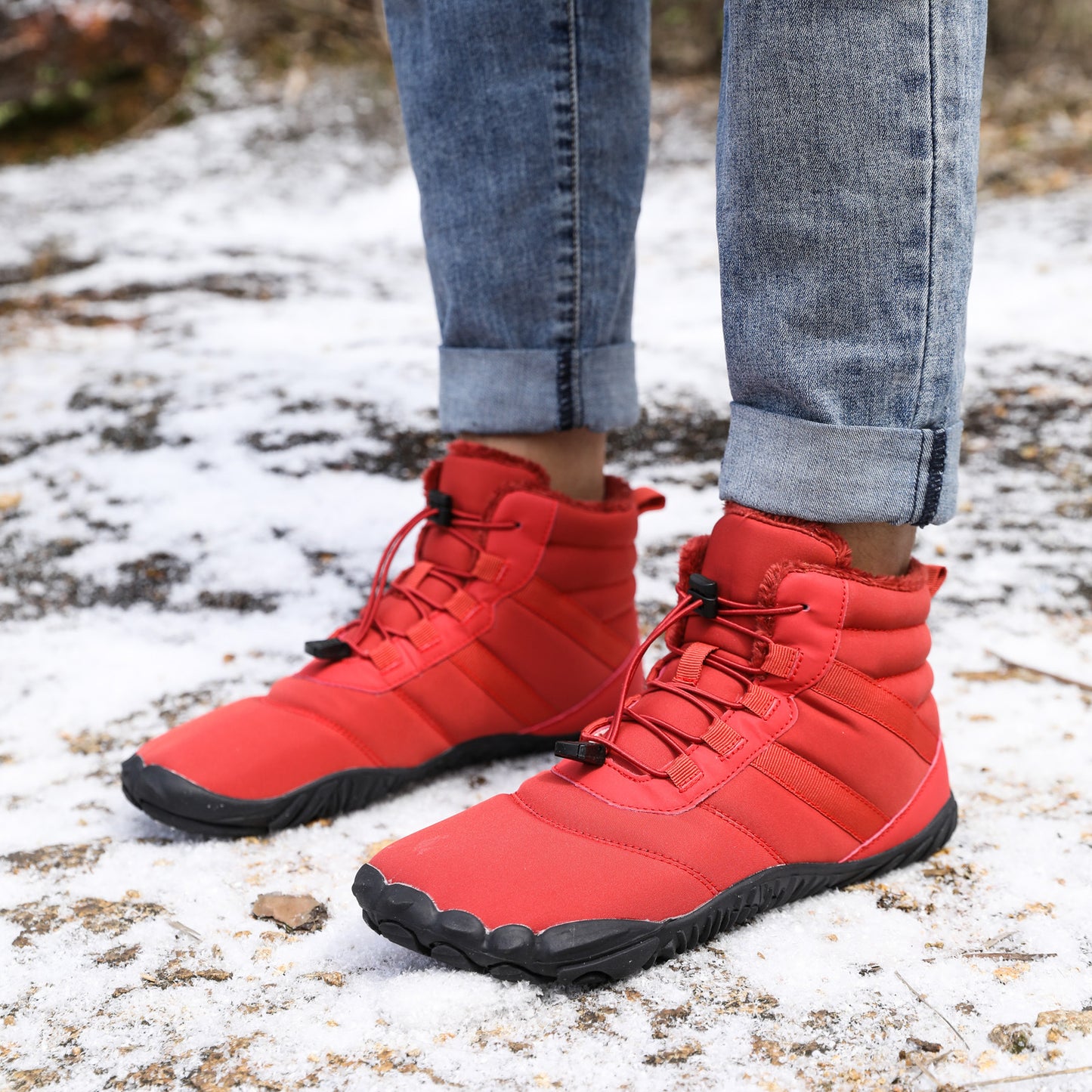 Five-finger Cotton Shoes Non-slip Snow Boots Waterproof Fleece-lined