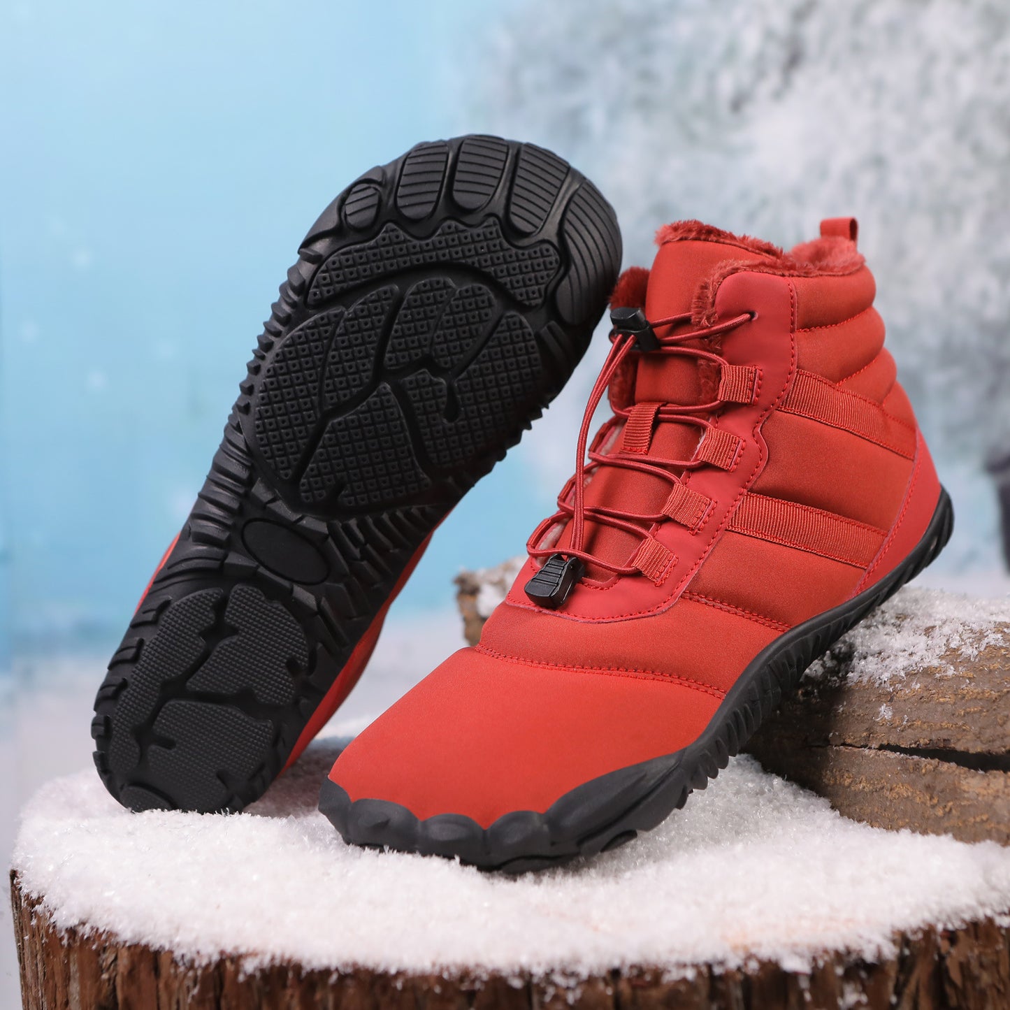 Five-finger Cotton Shoes Non-slip Snow Boots Waterproof Fleece-lined